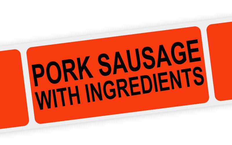pork sausage with ingredients label