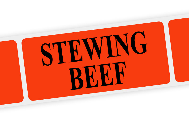 stewing beef round label