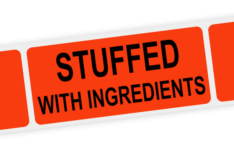 stuffed with ingredients label