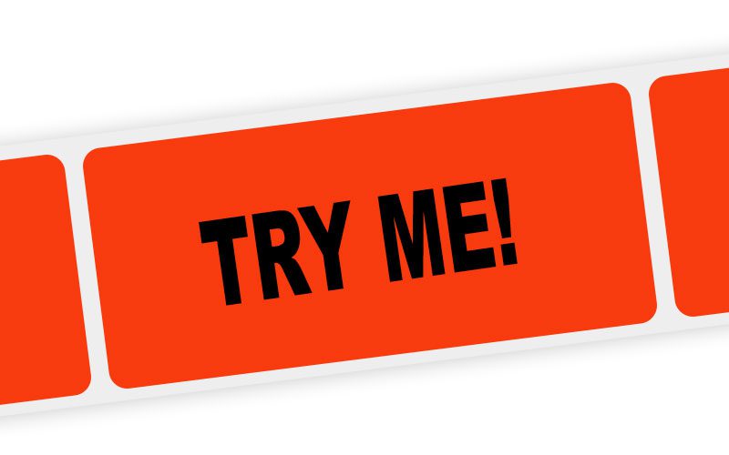 try me! label